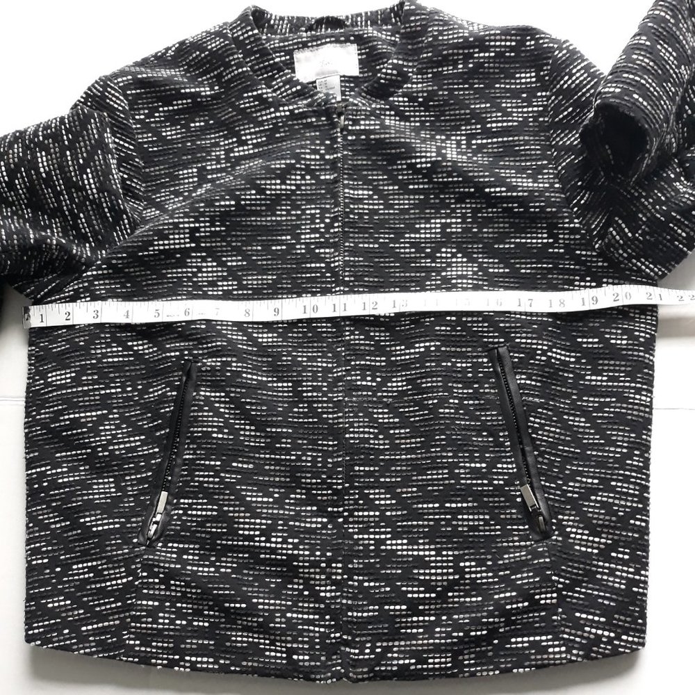 H&M Textured Black Zip Career Blazer Jacket 14 - Picture 5 of 8